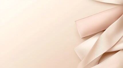 Elegant Beige Ribbons Arranged Artfully on a Pale Background