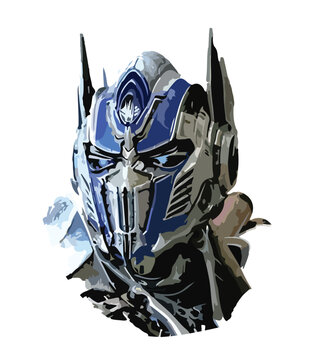 symbol sign head logo icon strong hero eyes iron man metal style future art blue red white colour modern design background graphic vector isolated element template cartoon illustration