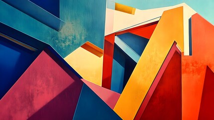 Abstract Geometric Composition Of Vivid Colors And Shapes