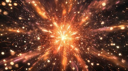 Fototapeta premium Explosive Cosmic Burst with Radiant Particles and Colorful Background