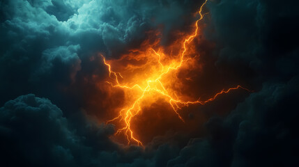 A lightning thunderstorm illuminating the night sky, representing severe weather phenomena like hurricanes and tornadoes.
