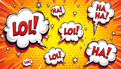 Comic Bubble with LOL and Ha-ha! Inscriptions