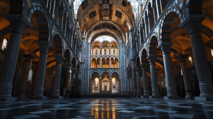 Naklejka premium Grand cathedral interior, serene light