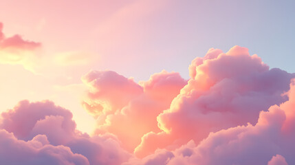 Light, soft panorama of a sunset sky with pink clouds