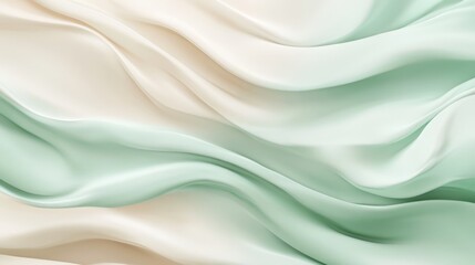 Obraz premium Elegant flowing fabric with soft beige and mint green waves