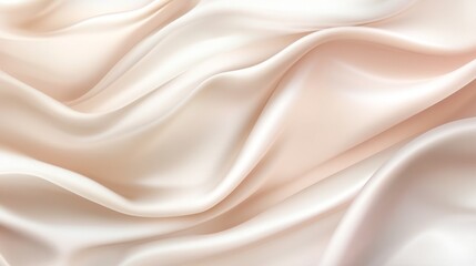 Obraz premium Soft Light Beige Satin Fabric Texture Draped Elegantly in Waves