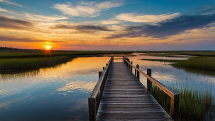 Fototapeta premium huntington beach state park dramatic sunset