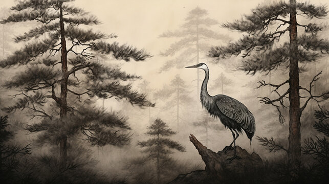 Sacred Pine & Crane 