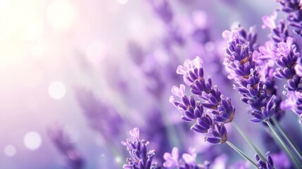 Obraz premium Lavender Flowers Blushing in Soft Light with Blurred Background