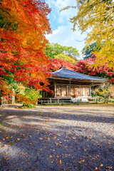 秋の富貴寺　大分県豊後高田市　Fukiji temple in autumn. Oita Pref, Bungoono City.