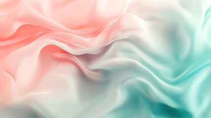 Fototapeta premium Flowing Silk Fabric in Soft Coral and Aqua Tones for Background