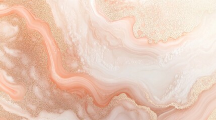 Obraz premium Abstract Soft Peach and White Swirl Pattern with Gold Accents