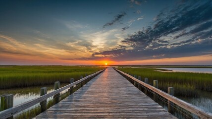 Obraz premium huntington beach state park dramatic sunset