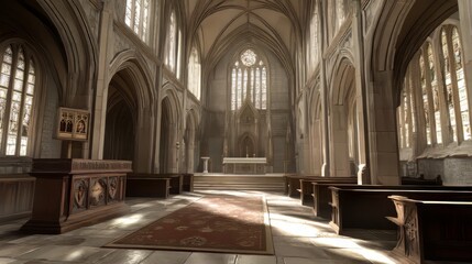Fototapeta premium Sunlit serenity in a grand cathedral.
