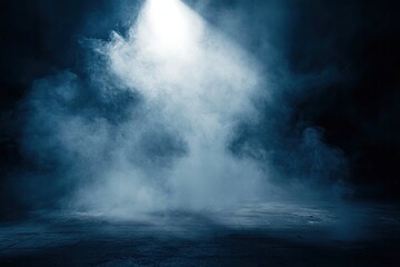 Fototapeta premium Mysterious Fog, Dramatic Lighting, Dark Concrete Floor, Atmospheric Backdrop, Cinematic Scene, Moody Ambiance, Eerie Setting, Abstract Background, Smoke Effect, Studio Photography