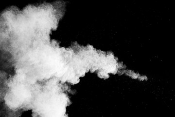White Dust Cloud Explosion on Dark Background.Ethereal White Powder Dispersal.