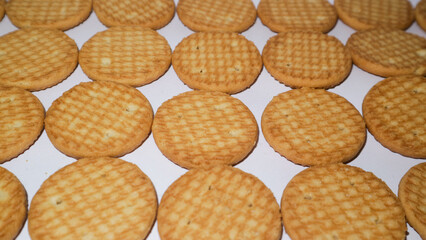 Round crackers isolated on white background