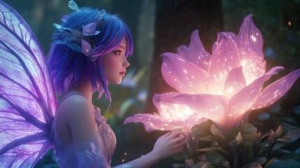 A delicate fairy surrounded by nature