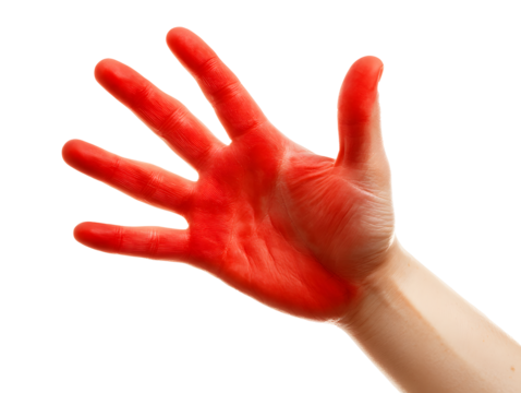 Vibrant Red Hand Palm Splash Abstract Expression