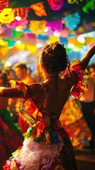 Colorful Celebration with Dancer in Traditional Festive Attire