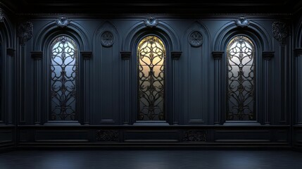 Elegant dark wood paneled room