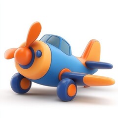 Cute 3D Cartoon Style Plane on White Background, Side View, 3D Rendered, Isolated Illustration.