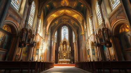 Fototapeta premium Grand church interior, ornate details