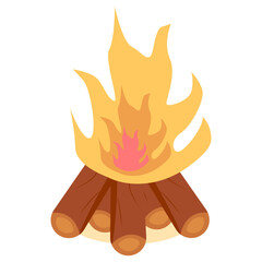 Cartoon Campfire Illustration with Simple Cartoon Design. Flat Vector Clipart.