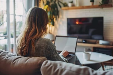 Premium Quality Picture of Businesswoman Using Laptop to Discuss Plan in Video Call