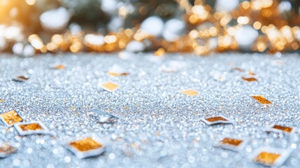 Festive Silver   Gold Glitter Background  Sparkling Bokeh  Holiday Texture