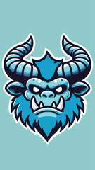 Obraz premium Head of a horned monster mascot in flat style 
