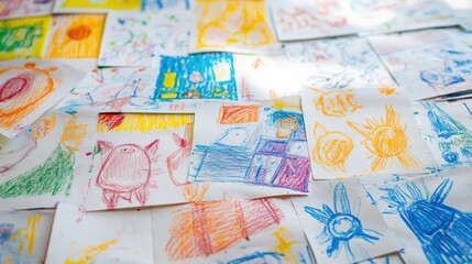 Fototapeta premium Children's Crayon Drawings