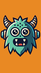 Fototapeta premium Head of a horned monster mascot in flat style 