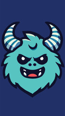 Head of a horned monster mascot in flat style 