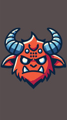Head of a horned monster mascot in flat style 