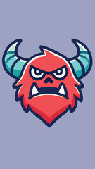 Head of a horned monster mascot in flat style 
