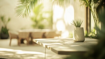 Tranquil Outdoor Dining Area Surrounded by Soft Greenery