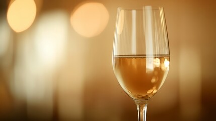 Elegant Champagne Glass on Smooth Blurred Background with Warm Tones