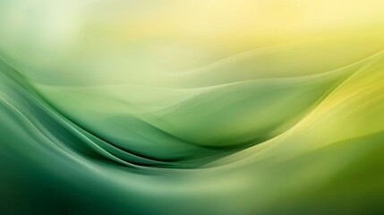 Serene Green and Yellow Abstract Landscape Soft Wave Patterns