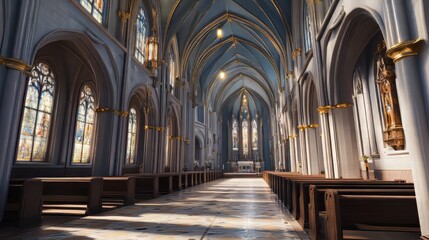 Grand cathedral interior, serene light