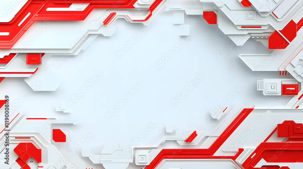 Fototapete dynamic abstract red and white background design digital art contemporary style tech vibe high-contr