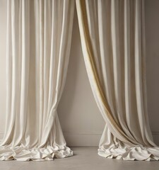 Elegant white drapes with golden specks on neutral backdrop, classy, grand, delicate, ritzy