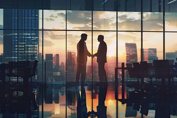 High Definition View of Business People Shaking Hands to Conclude Meeting