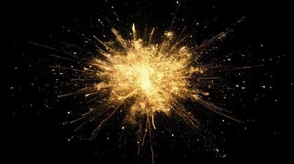 Obraz premium Dynamic Golden Explosion with Sparks and Particles in Dark Background