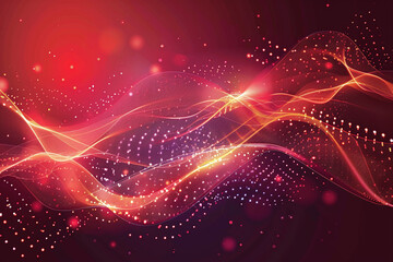 Fototapeta premium Abstract Red Background with Glowing Waves, Light Trails, and Shimmering Particles for a Digital Fantasy Design