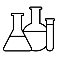 Modern line art laboratory glassware icon. Ideal for science, research, and chemistry projects.