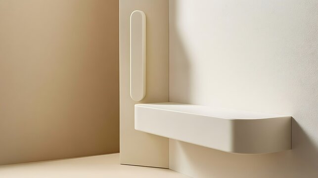 Minimalist Cream Shelf and Vertical Panel Design