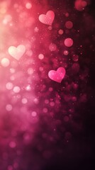 Soft Pink Heart Shaped Lights with Bokeh Gradient Background