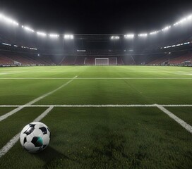 Fototapeta premium Football field with flashing lights creating a lively atmosphere, football field, flashlight effect, energizing visuals