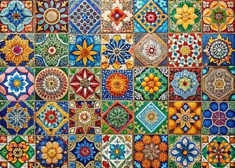 Colorful Mosaic Tiles Background, Intricate Patterns, Bright Colors